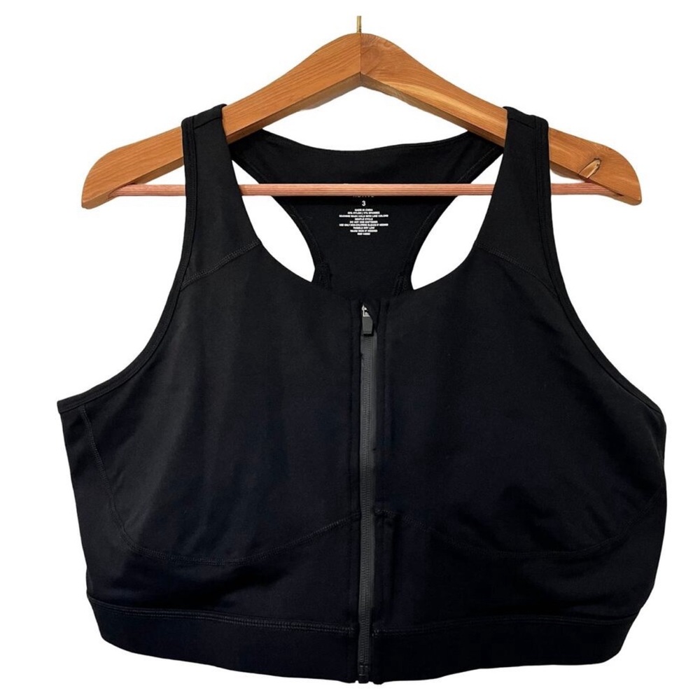 TORRID Low Impact Wireless Zip Front Active Sports Bra Plus Size 3X Black NEW